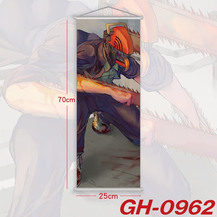 Chainsaw man Plastic Rod Cloth Small Hanging Canvas Painting 25x70cm price for 5 pcs GH-0962A