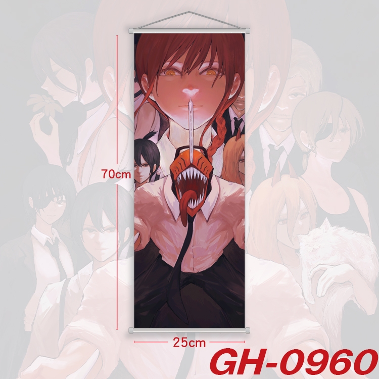 Chainsaw man Plastic Rod Cloth Small Hanging Canvas Painting 25x70cm price for 5 pcs GH-0960A