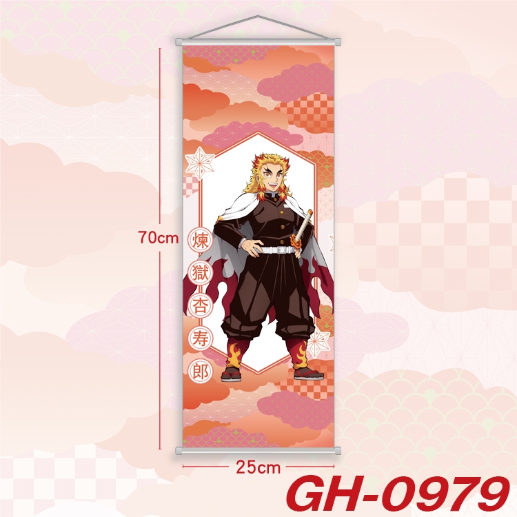 Demon Slayer Kimets Plastic Rod Cloth Small Hanging Canvas Painting Wall Scroll 25x70cm price for 5 pcs  GH-0979A