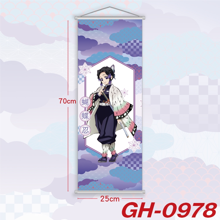 Demon Slayer Kimets Plastic Rod Cloth Small Hanging Canvas Painting Wall Scroll 25x70cm price for 5 pcs GH-0978A