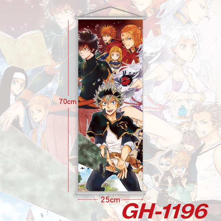 black clover Plastic Rod Cloth Small Hanging Canvas Painting Wall Scroll 25x70cm price for 5 pcs GH-1196A