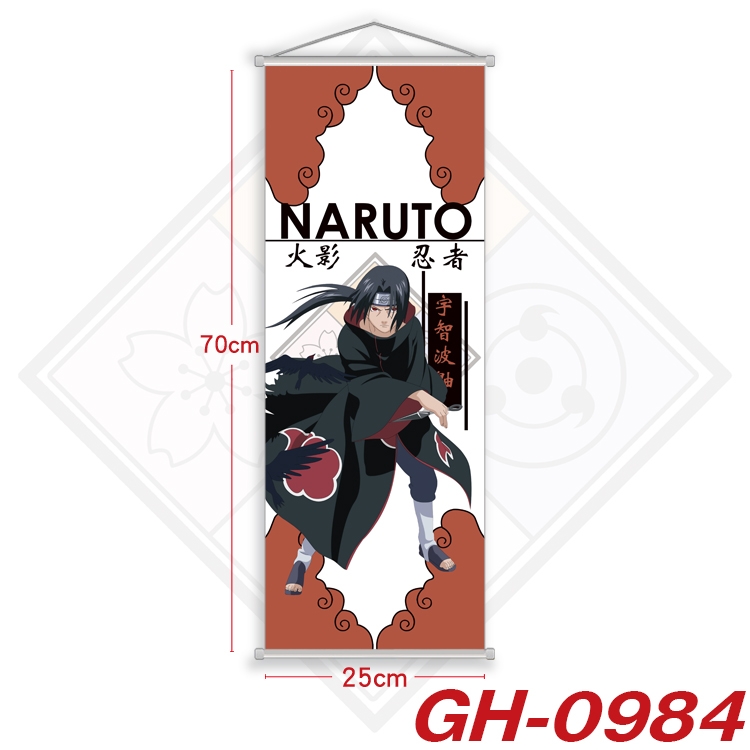 Naruto Plastic Rod Cloth Small Hanging Canvas Painting Wall Scroll 25x70cm price for 5 pcs  GH-0984A