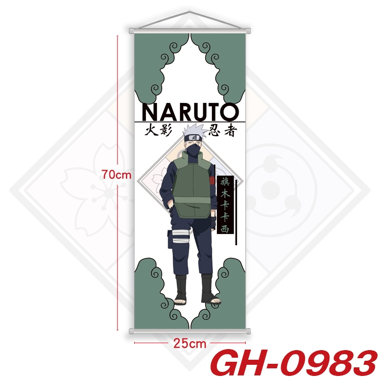 Naruto Plastic Rod Cloth Small Hanging Canvas Painting Wall Scroll 25x70cm price for 5 pcs GH-0983A