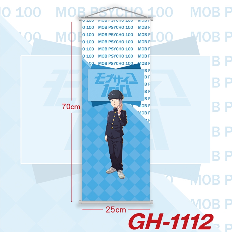 Mob Psycho 100 Plastic Rod Cloth Small Hanging Canvas Painting Wall Scroll 25x70cm price for 5 pcs GH-1112A