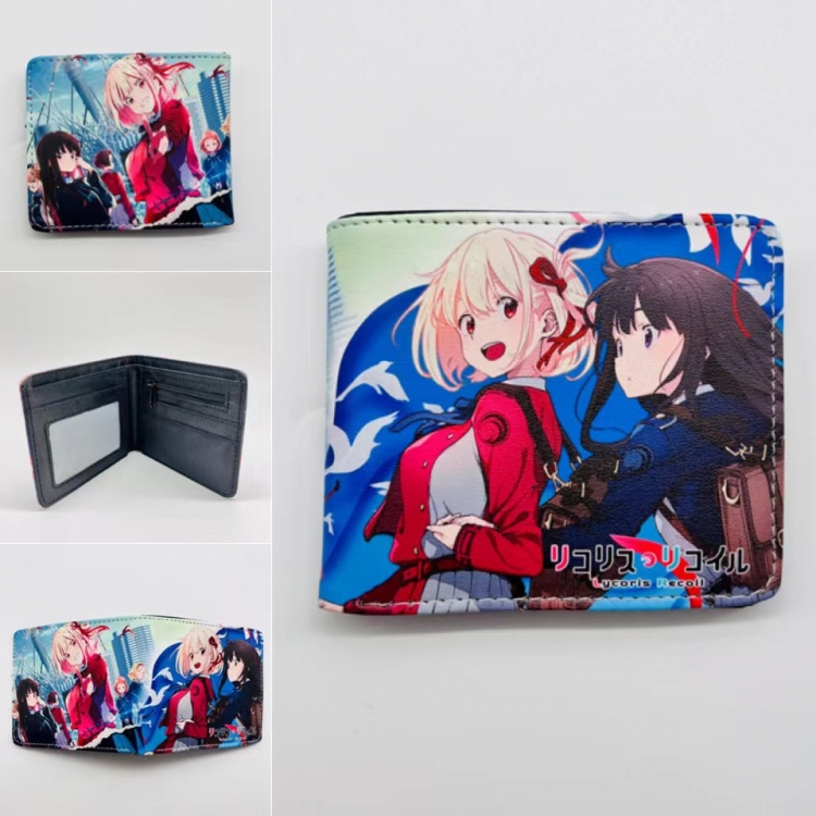 Lycoris Recoil  Full color  Two fold short card case wallet 11X9.5CM