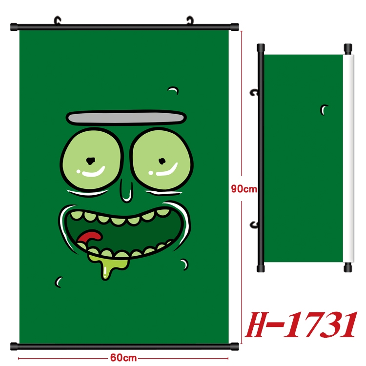 Rick and Morty Anime Black Plastic Rod Canvas Painting Wall Scroll 60X90CM H-1731A