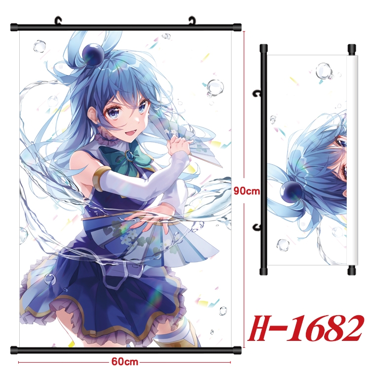 Blessings for a better world Anime Black Plastic Rod Canvas Painting Wall Scroll 60X90CM H-1682A