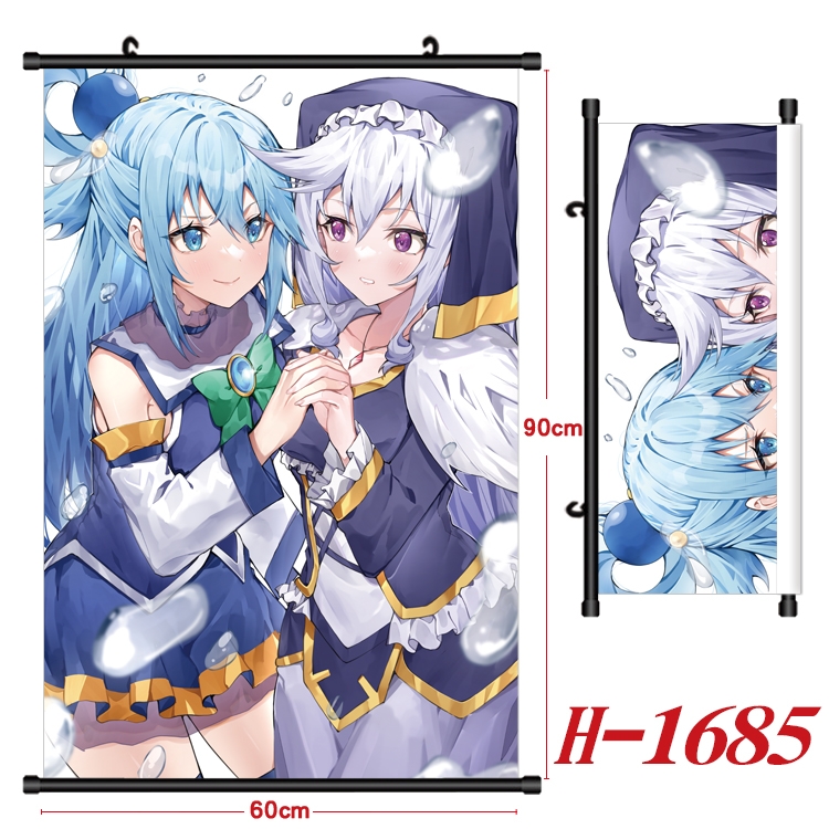 Blessings for a better world Anime Black Plastic Rod Canvas Painting Wall Scroll 60X90CM H-1685A