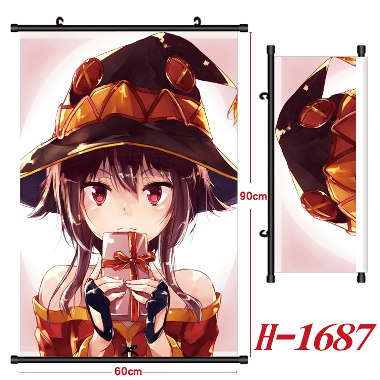 Blessings for a better world Anime Black Plastic Rod Canvas Painting Wall Scroll 60X90CM H-1687A