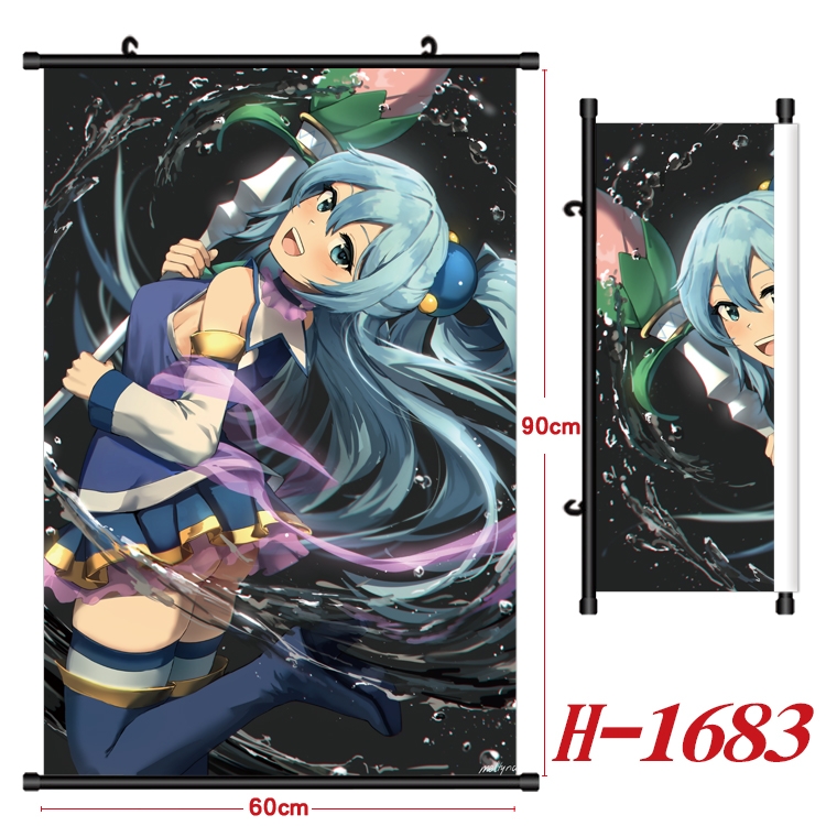 Blessings for a better world Anime Black Plastic Rod Canvas Painting Wall Scroll 60X90CM  H-1683A