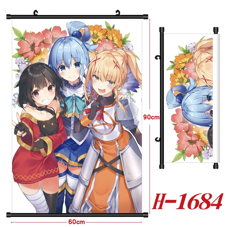 Blessings for a better world Anime Black Plastic Rod Canvas Painting Wall Scroll 60X90CM H-1684A