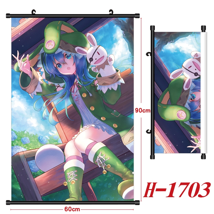Date-A-Live Anime Black Plastic Rod Canvas Painting Wall Scroll 60X90CM H-1703A