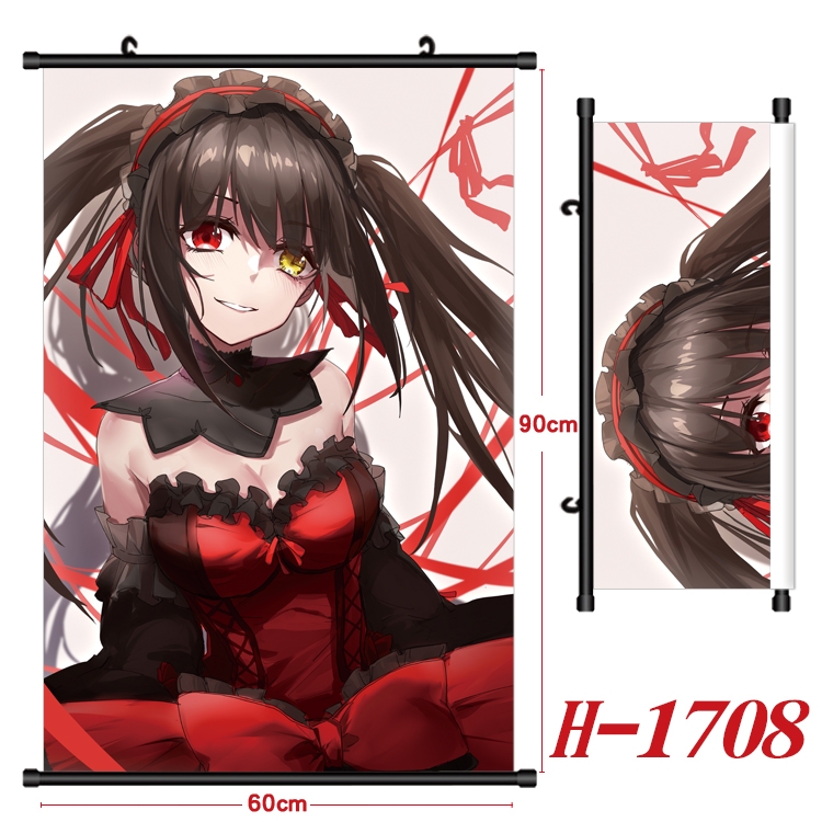 Date-A-Live Anime Black Plastic Rod Canvas Painting Wall Scroll 60X90CM  H-1708A