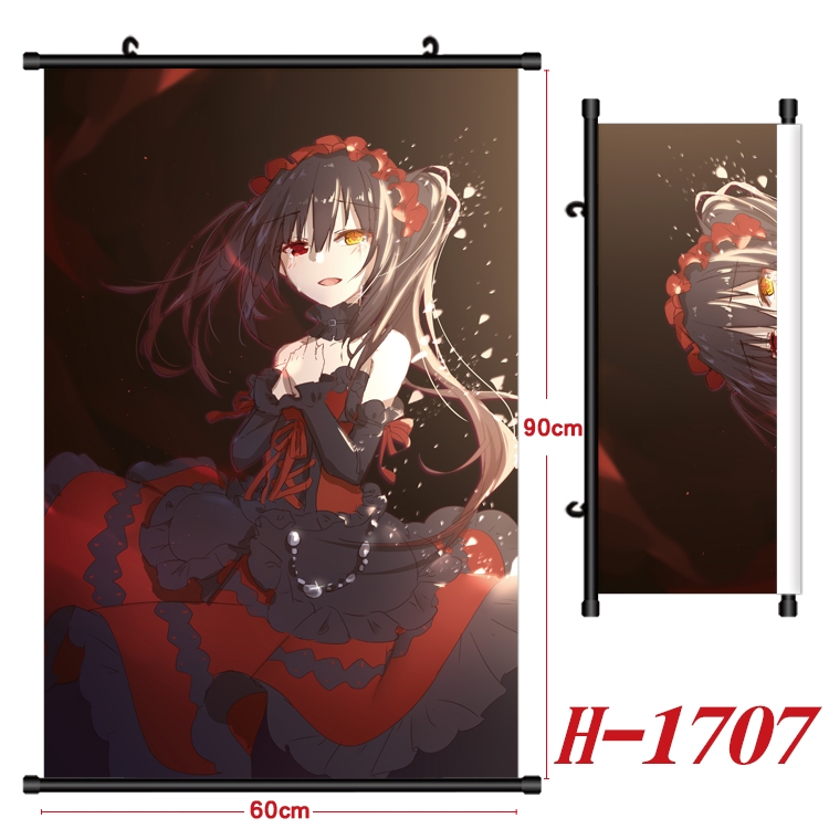 Date-A-Live Anime Black Plastic Rod Canvas Painting Wall Scroll 60X90CM H-1707A