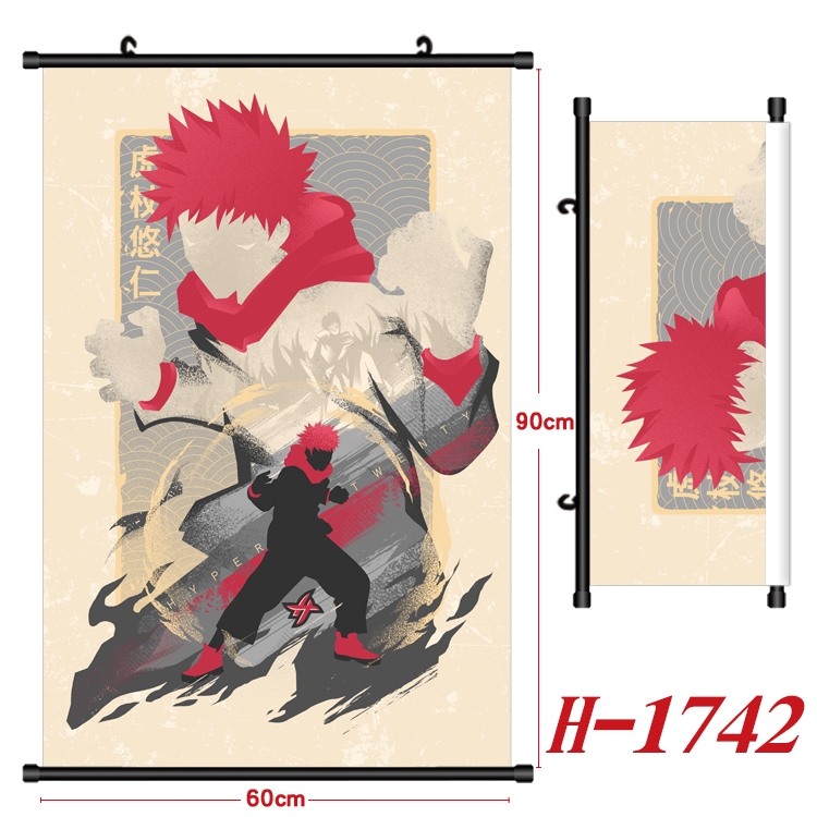 Jujutsu Kaisen Anime Black Plastic Rod Canvas Painting Wall Scroll 60X90CM  H-1742A