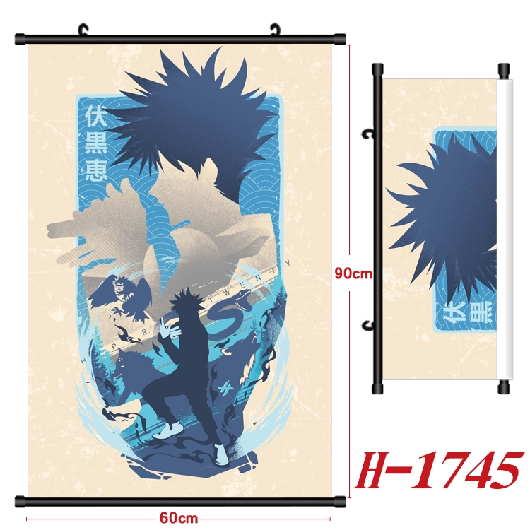 Jujutsu Kaisen Anime Black Plastic Rod Canvas Painting Wall Scroll 60X90CM H-1745A