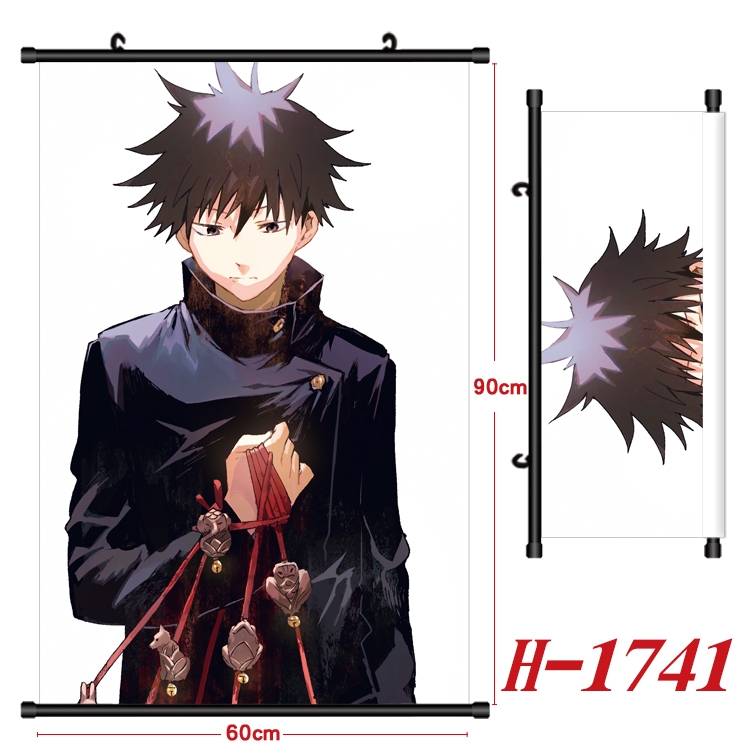 Jujutsu Kaisen Anime Black Plastic Rod Canvas Painting Wall Scroll 60X90CM H-1741A