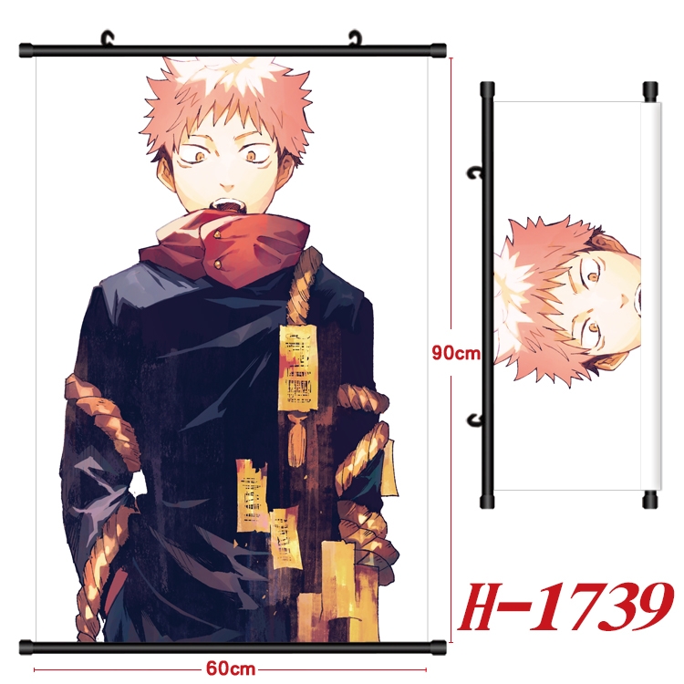 Jujutsu Kaisen Anime Black Plastic Rod Canvas Painting Wall Scroll 60X90CM H-1739A