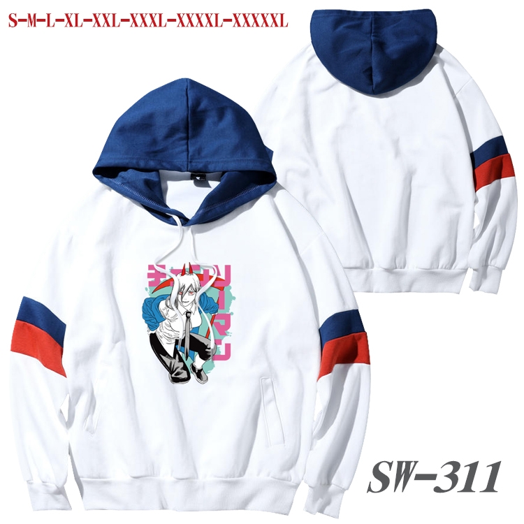 Chainsaw man Anime cotton color matching pullover sweater hoodie from S to 5XL SW-311