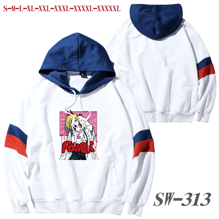 Chainsaw man Anime cotton color matching pullover sweater hoodie from S to 5XL SW-313