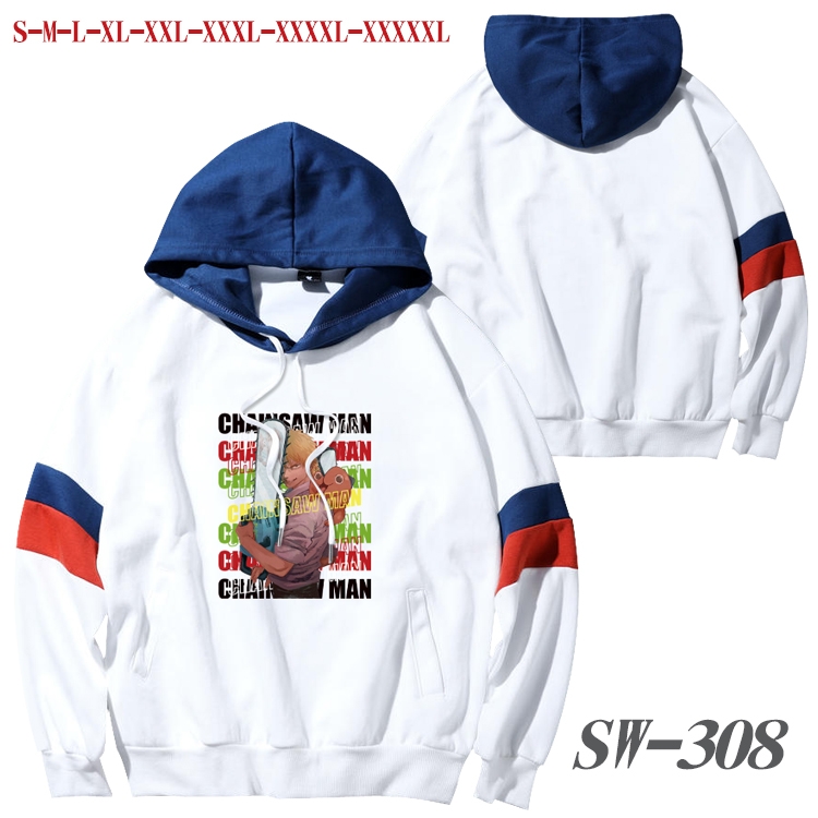 Chainsaw man Anime cotton color matching pullover sweater hoodie from S to 5XL SW-308