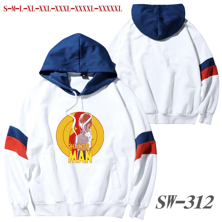 Chainsaw man Anime cotton color matching pullover sweater hoodie from S to 5XL SW-312