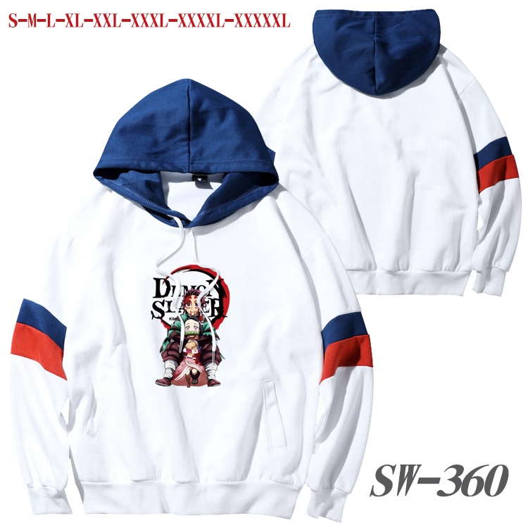 Demon Slayer Kimets Anime cotton color matching pullover sweater hoodie from S to 5XL SW-360