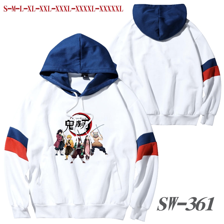 Demon Slayer Kimets Anime cotton color matching pullover sweater hoodie from S to 5XL SW-361