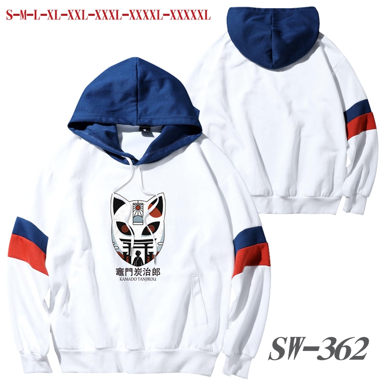 Demon Slayer Kimets Anime cotton color matching pullover sweater hoodie from S to 5XL SW-362