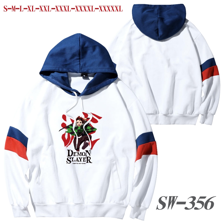 Demon Slayer Kimets Anime cotton color matching pullover sweater hoodie from S to 5XL SW-356