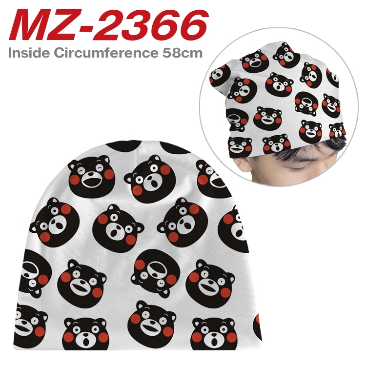 Kumamon Anime flannel full color hat cosplay men's and women's knitted hats 58cm MZ-2366