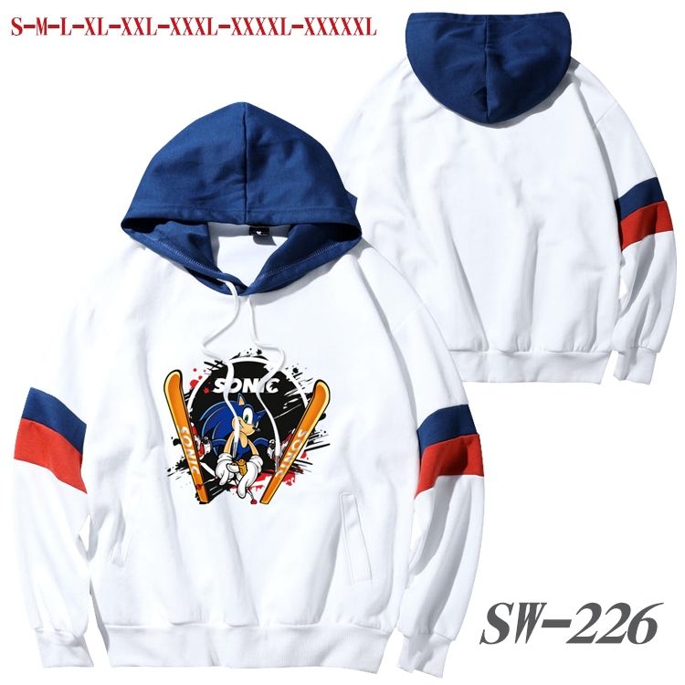 Sonic The Hedgehog Anime cotton color matching pullover sweater hoodie from S to 5XL  SW-226