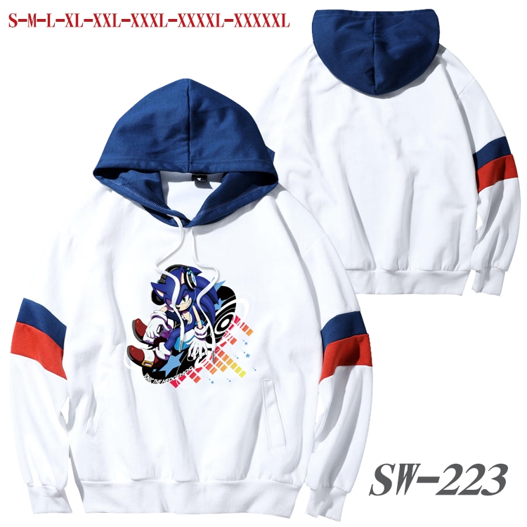 Sonic The Hedgehog Anime cotton color matching pullover sweater hoodie from S to 5XL  SW-223