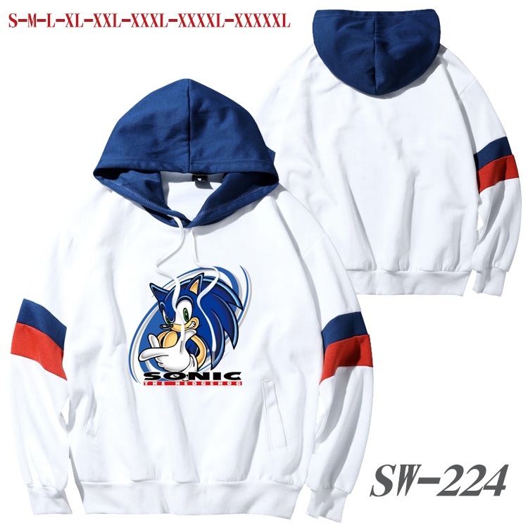 Sonic The Hedgehog Anime cotton color matching pullover sweater hoodie from S to 5XL SW-224