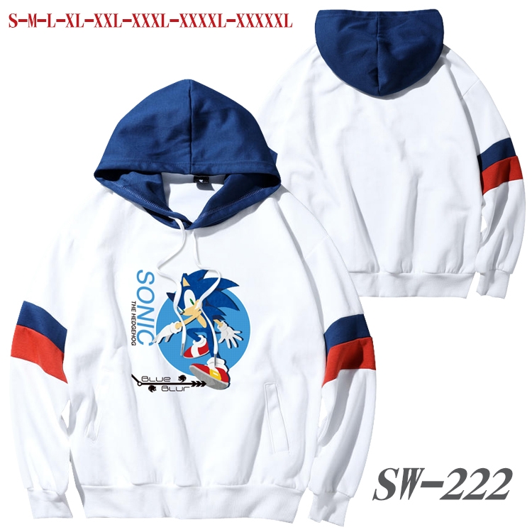 Sonic The Hedgehog Anime cotton color matching pullover sweater hoodie from S to 5XL SW-222