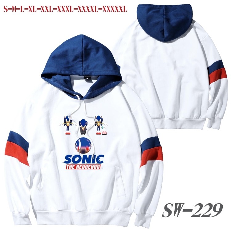 Sonic The Hedgehog Anime cotton color matching pullover sweater hoodie from S to 5XL SW-229