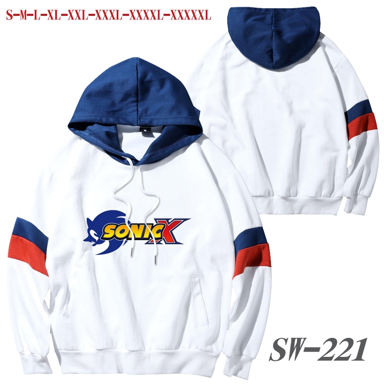 Sonic The Hedgehog Anime cotton color matching pullover sweater hoodie from S to 5XL SW-221