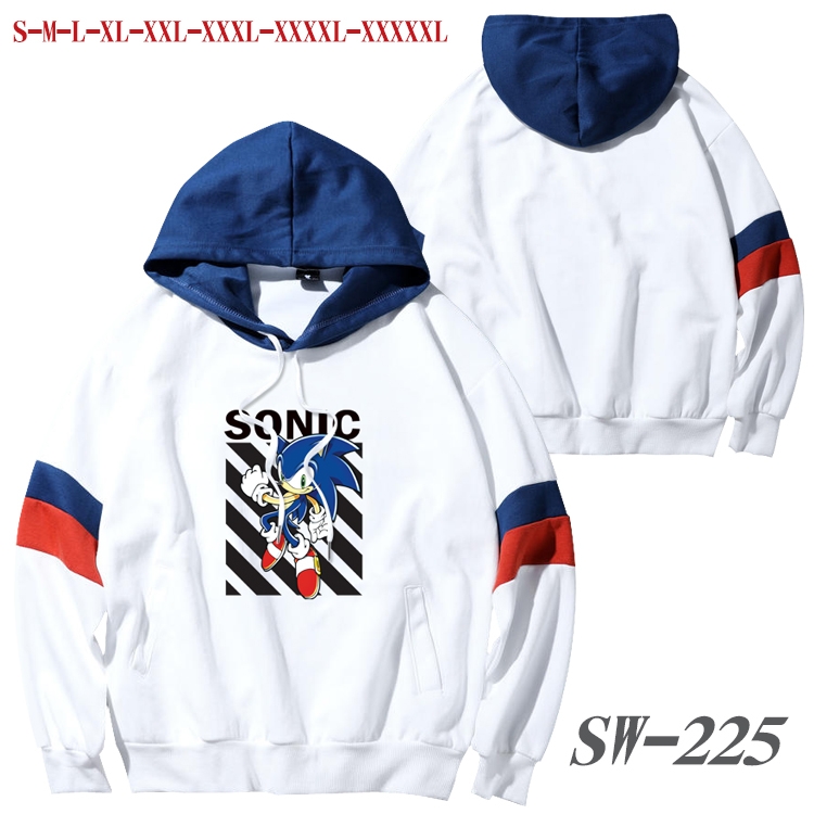 Sonic The Hedgehog Anime cotton color matching pullover sweater hoodie from S to 5XL SW-225