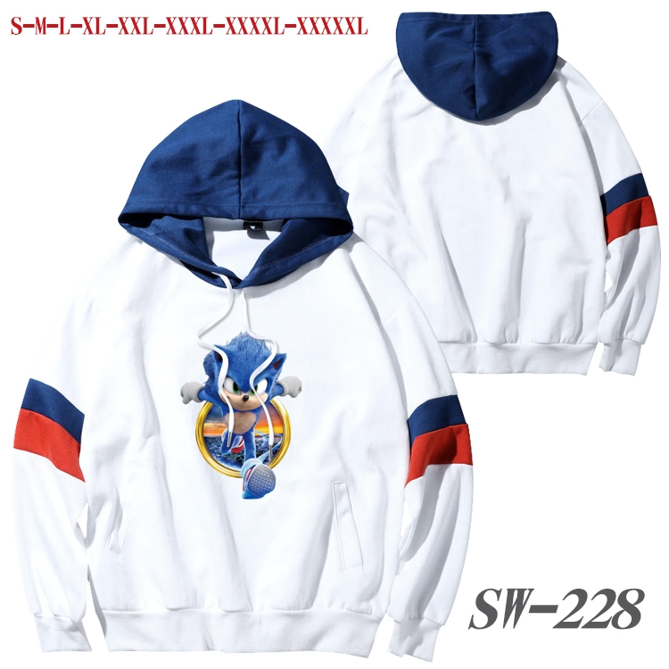 Sonic The Hedgehog Anime cotton color matching pullover sweater hoodie from S to 5XL  SW-228