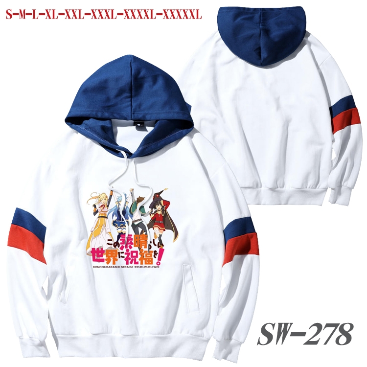 Blessings for a better world Anime cotton color matching pullover sweater hoodie from S to 5XL SW-278