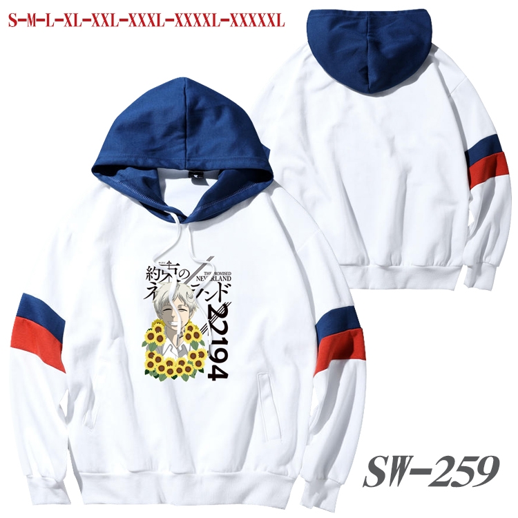 The Promised Neverla Anime cotton color matching pullover sweater hoodie from S to 5XL  SW-259