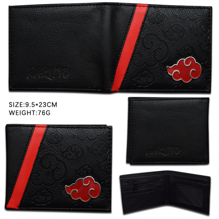 Naruto Hardware PU short half price wallet 9.5X23.5CM 76G