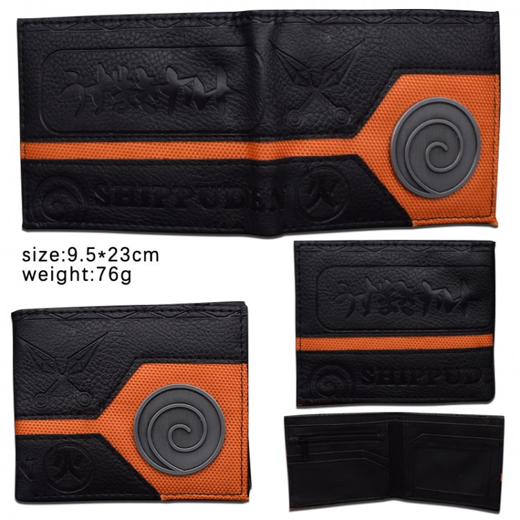 Naruto Hardware PU short half price wallet 9.5X23.5CM 76G