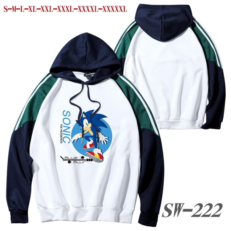 Sonic The Hedgehog Anime color contrast sweater pullover Hoodie from S to 5XL SW-222