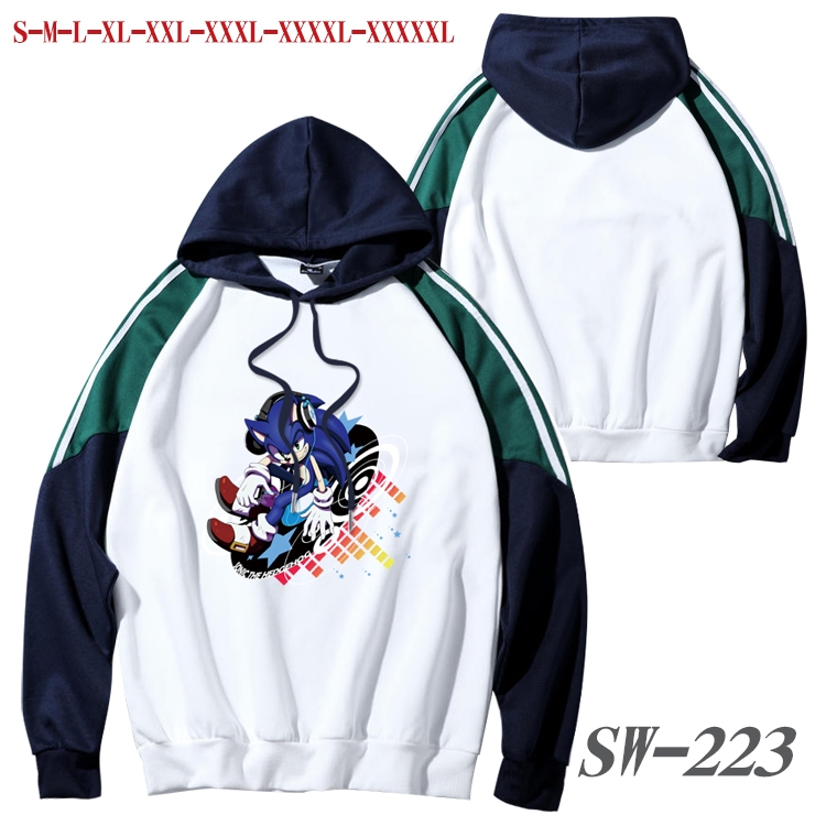 Sonic The Hedgehog Anime color contrast sweater pullover Hoodie from S to 5XL SW-223