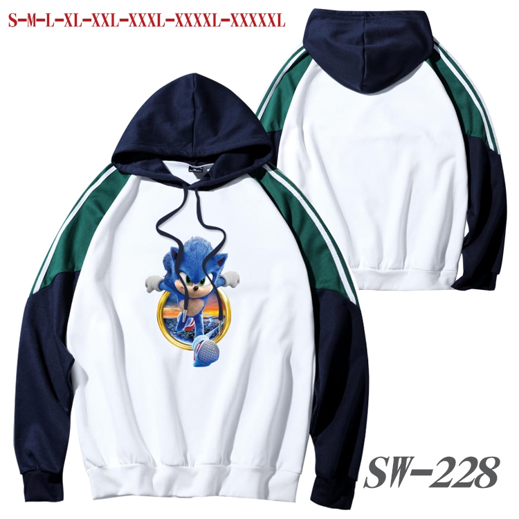 Sonic The Hedgehog Anime color contrast sweater pullover Hoodie from S to 5XL SW-228