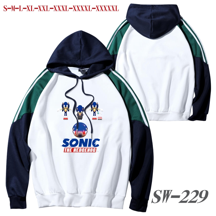 Sonic The Hedgehog Anime color contrast sweater pullover Hoodie from S to 5XL SW-229