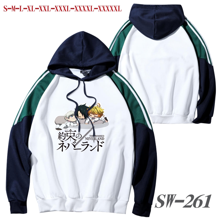 The Promised Neverla Anime color contrast sweater pullover Hoodie from S to 5XL SW-261