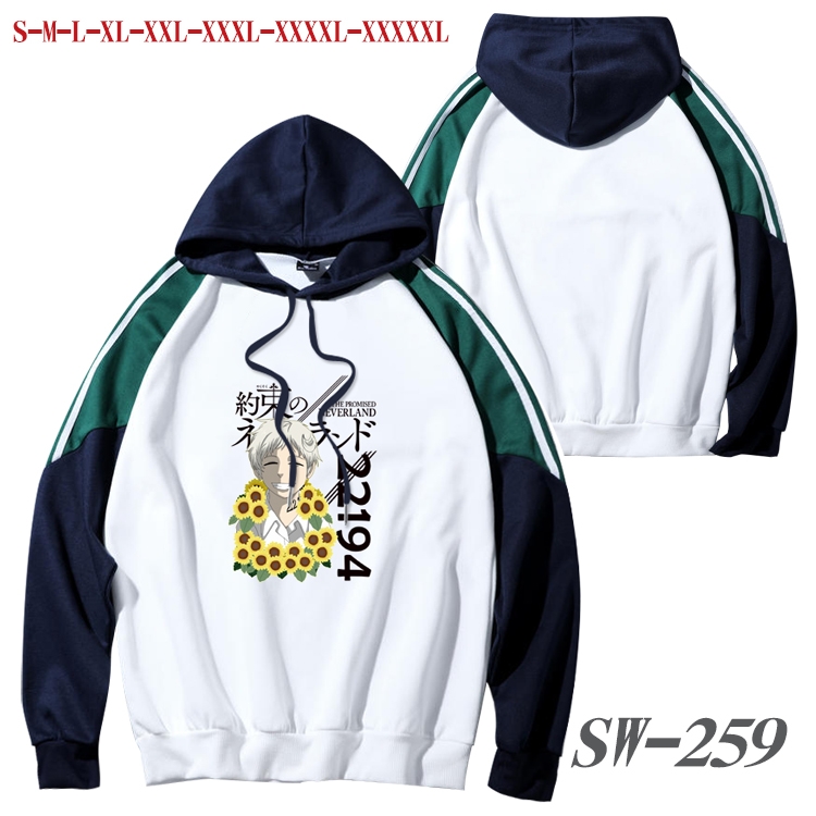 The Promised Neverla Anime color contrast sweater pullover Hoodie from S to 5XL SW-259