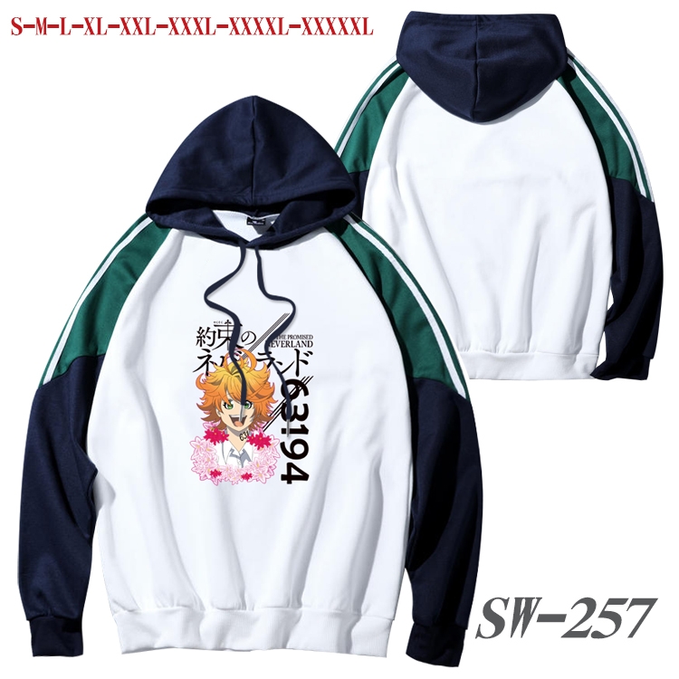 The Promised Neverla Anime color contrast sweater pullover Hoodie from S to 5XL SW-257